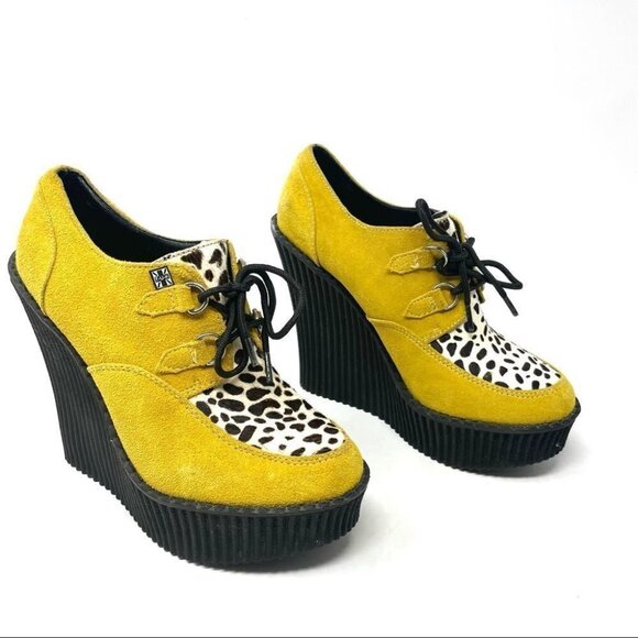TUK Yellow Suede Wedge Creepers Size 7/38 (Fits smaller like 6.5) - Picture 1 of 8